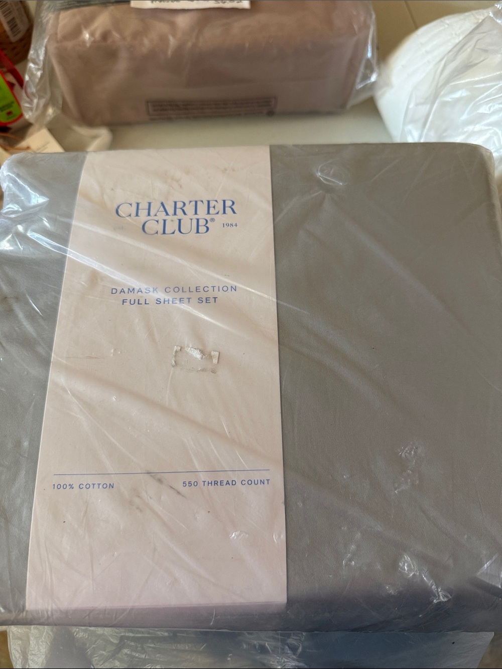 Charter Club 100% Cotton Damask Silver Full Size Sheet Set - Retail $120